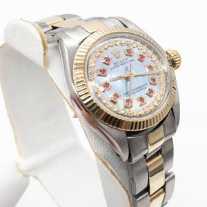 Rolex 18k Gold Ruby Diamond Ladies Watch